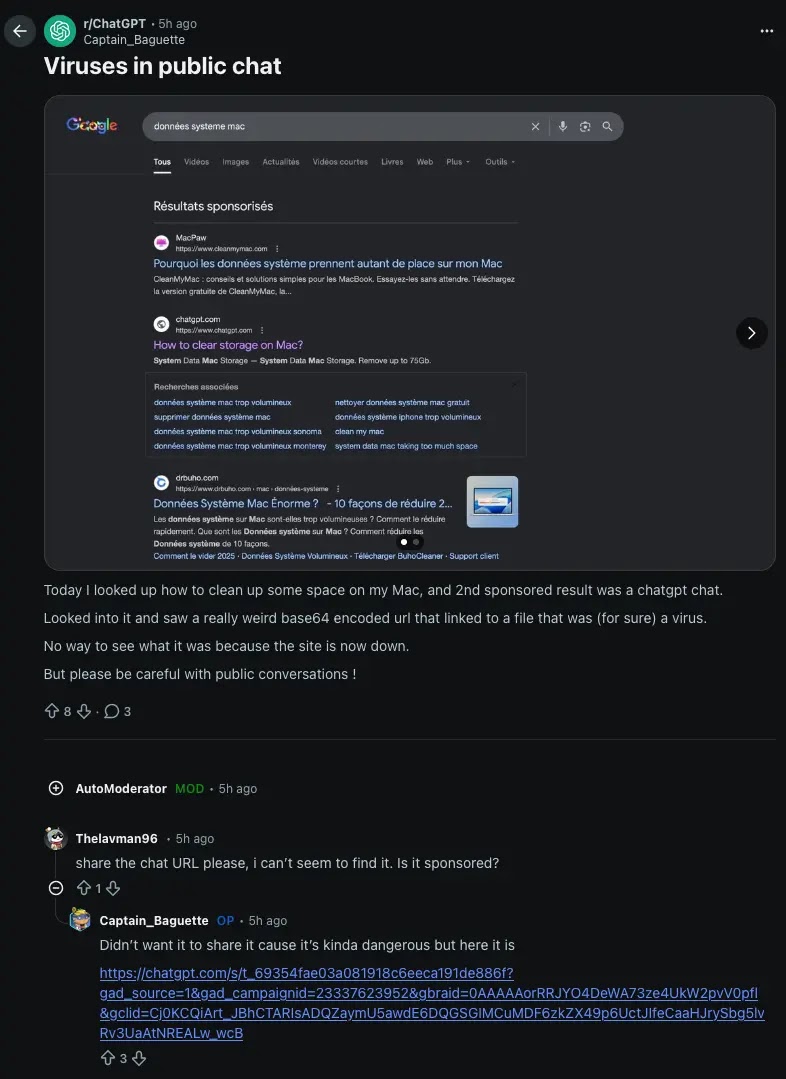 Reddit Post (Πηγή - Breakpoint Security)